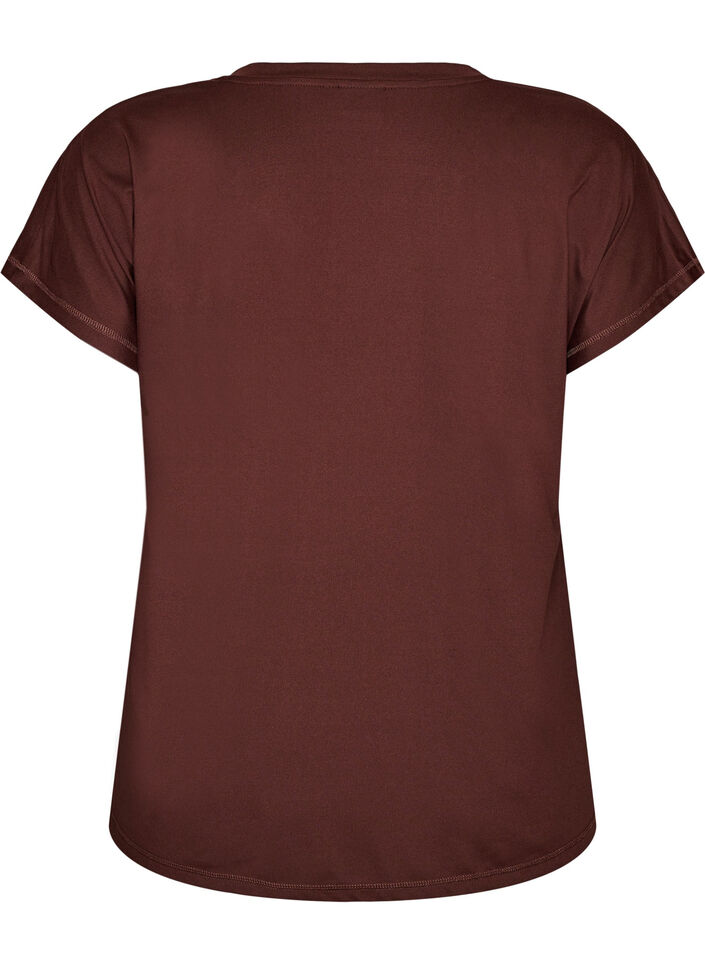 L&oslash;stsittende trenings-t-skjorte med v-hals, Brun, Packshot image number 1