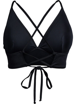Zizzi Bikinitopp med avtagbare pads og knytebånd i ryggen, Svart, Packshot image number 1