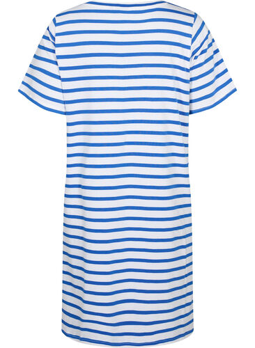 Stripete jerseykjole med korte ermer, Blue Stripes, Packshot image number 1