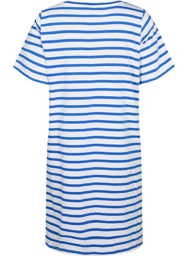 Stripete jerseykjole med korte ermer, Blue Stripes, Packshot image number 1