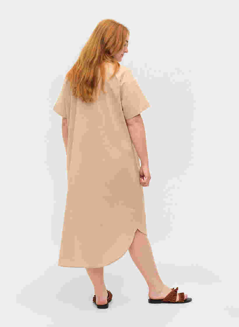 Lang bomullsskjorte med korte ermer, Humus, Model image number 1