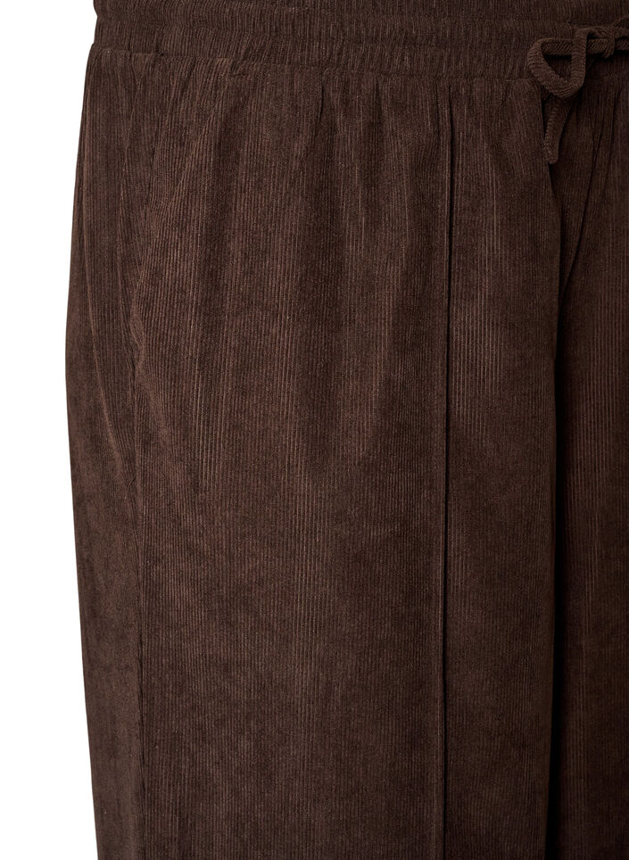 Cordfl&oslash;yelsbukser med vide ben og h&oslash;y midje, Brun, Packshot image number 2