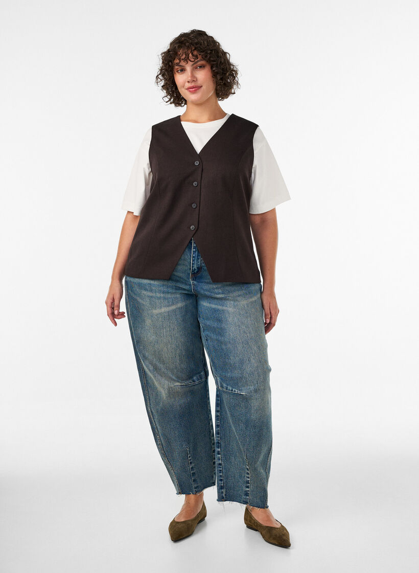Vest med knappelukking, Brun, Model image number 1