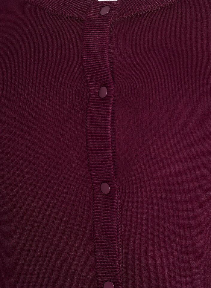 Strikkecardigan med rund hals og knapper, R&oslash;d, Packshot image number 2