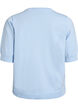 Finstrikket bluse med korte ermer, Bl&aring;, Packshot image number 1