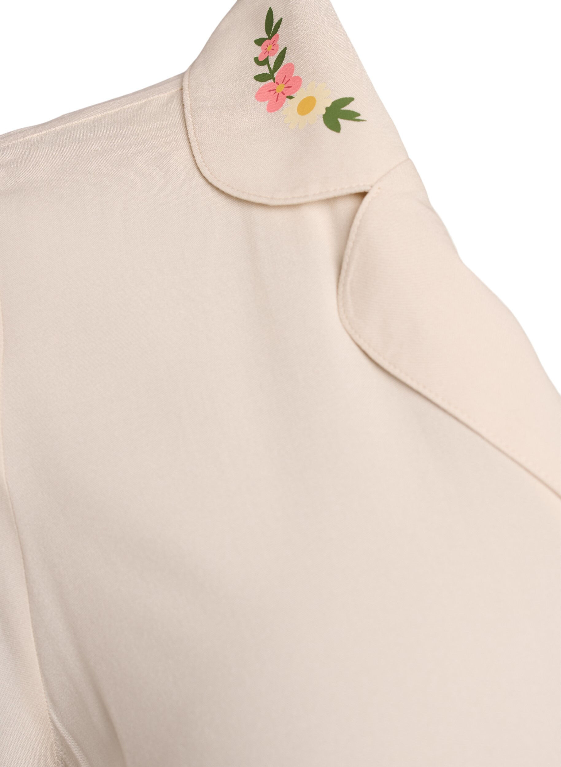 Zizzi Pyjamatopp i viskose med knyting og blomstertrykk, Beige, Packshot image number 4