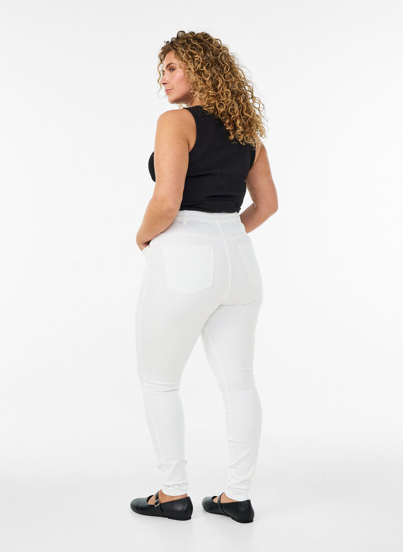 Amy super slim fit jeans med h&oslash;yt liv, Hvit, Model image number 1