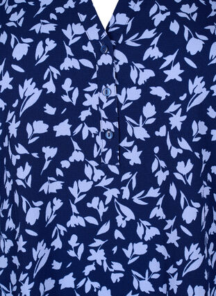Blomstret tunika med 3/4 ermer, M. Blue Flower AOP, Packshot image number 2