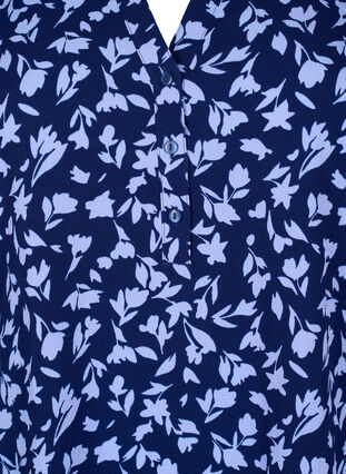 Zizzi Blomstret tunika med 3/4 ermer, M. Blue Flower AOP, Packshot image number 2