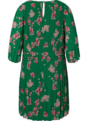 Trykt plisseringskjole med knytebånd, Jolly Green Flower, Packshot image number 1
