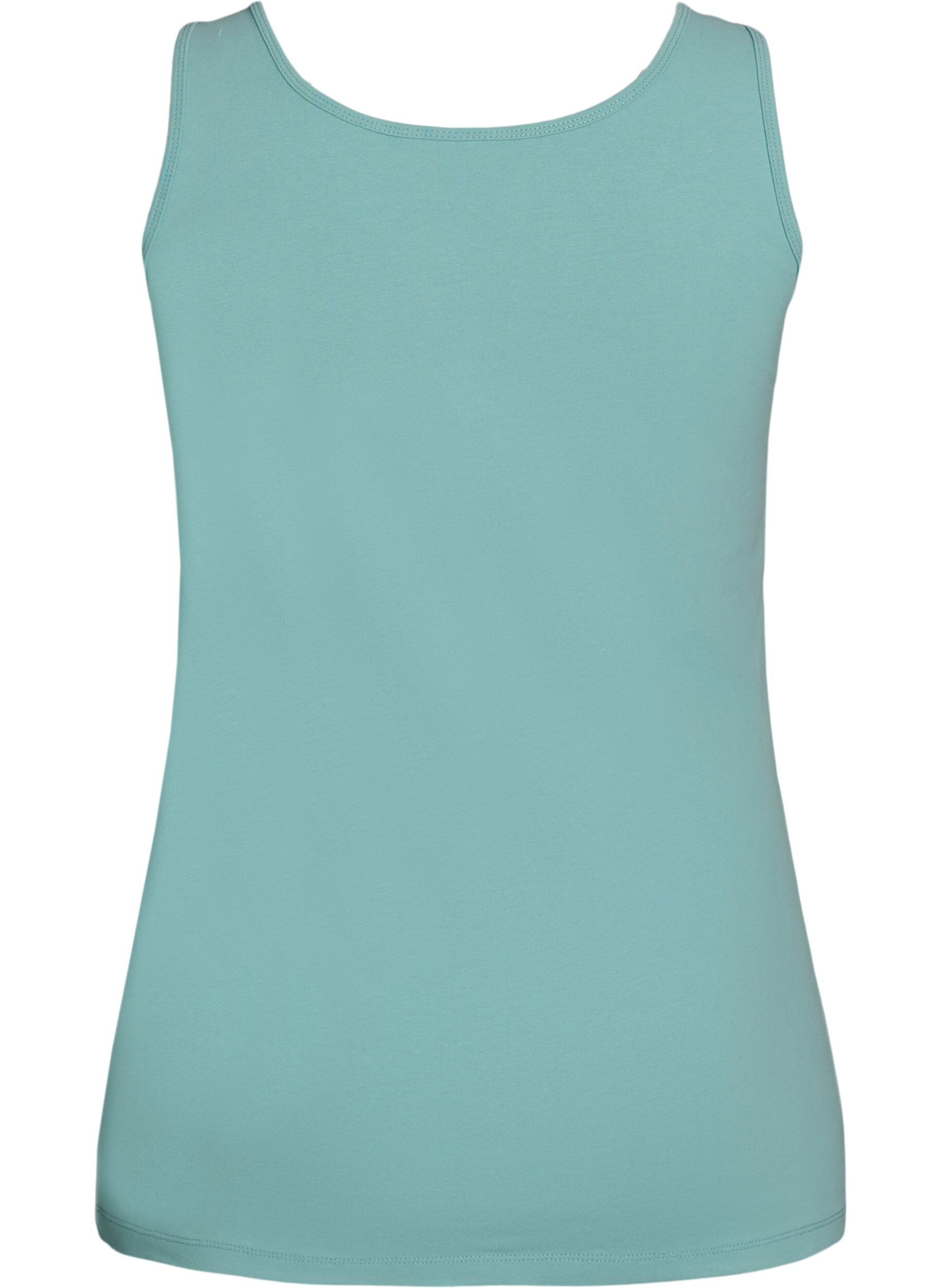 ZizziEnsfarget basic topp i bomull, Gr&oslash;nn, Packshot image number 1