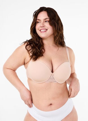 Zizzi Formstøpt BH med mesh, Nude, Model image number 0