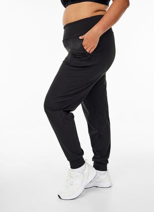 Zizzi Joggebukser med lommer, Svart, Model image number 0