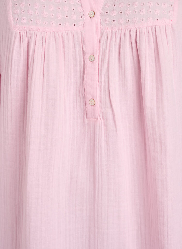 Bomullsmuslin tunika med broderie anglaise, Rosa, Packshot image number 2