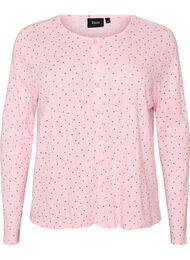 Cardigan i &oslash;kologisk bomull med hullbroderi, Rosa
