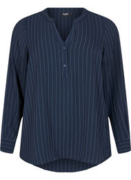 FLASH - Skjortebluse med nålestriper, Navy Blazer Stripe