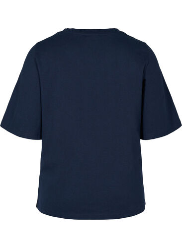 Bomullsbluse med brede 2/4-ermer, Night Sky, Packshot image number 1