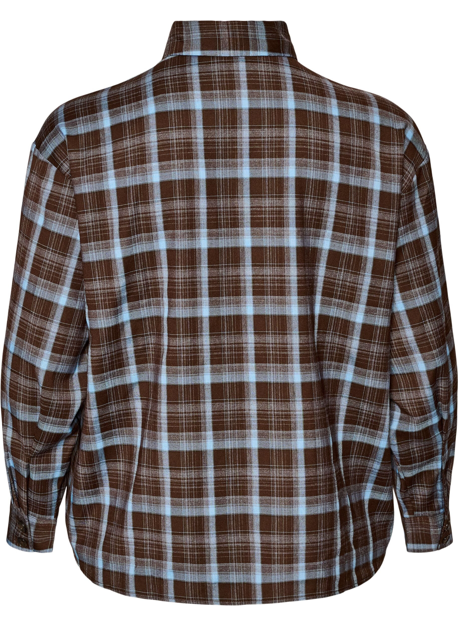 ZizziRutete skjorte med Loose fit, Brun, Packshot image number 1