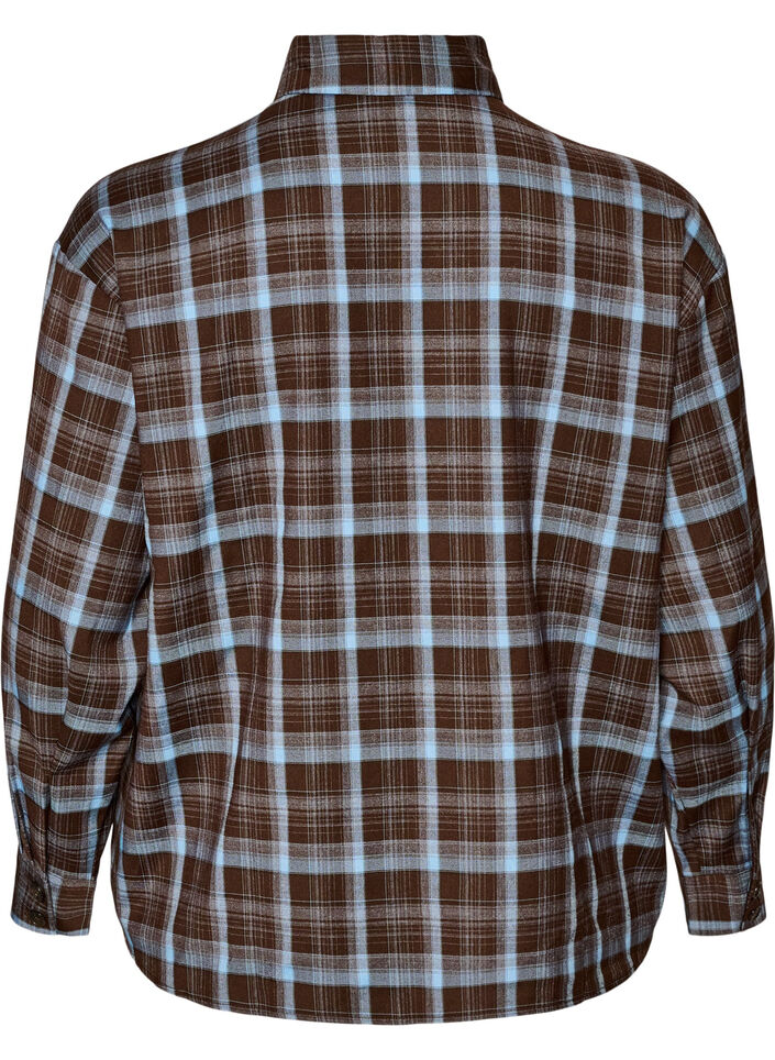 Rutete skjorte med Loose fit, Brun, Packshot image number 1