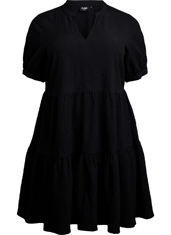Kort A-linje kjole, Svart, Packshot image number 0