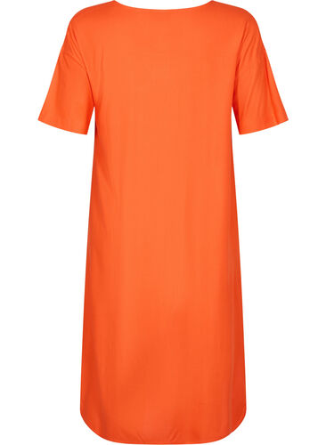 Kortermet skjortekjole i viskose, Mandarin Red, Packshot image number 1