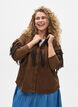 Imitert semsket jakke med frynser, Brun, Model image number 0