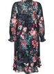 Blomstret midikjole med vevd tekstur og knytebelte, Svart, Packshot image number 1
