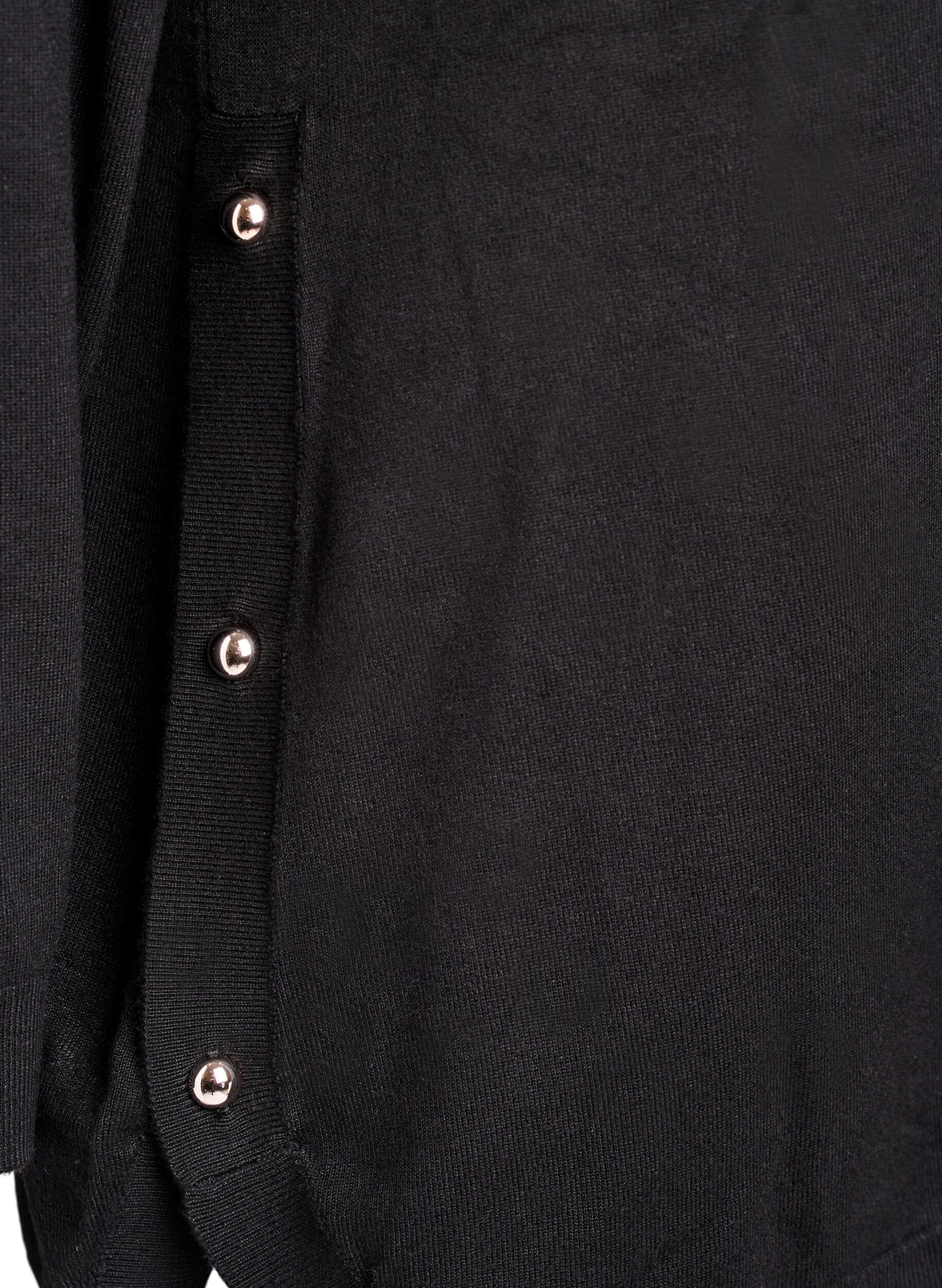 ZizziStrikkebluse med knapper i sidene, Svart, Packshot image number 3