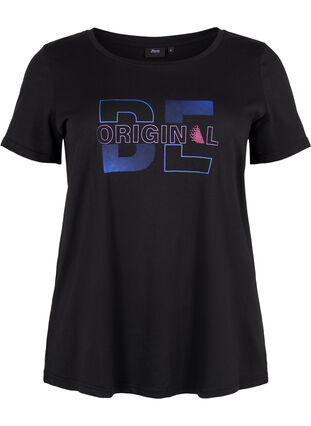 Trenings-t-skjorte med trykk, Black w. Be Original, Packshot image number 0