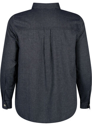 Nålestripete bomullsskjorte, Dark Blue Stripe, Packshot image number 1