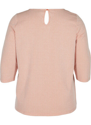 Stripete bluse med 3/4-ermer, Brandied Melon, Packshot image number 1