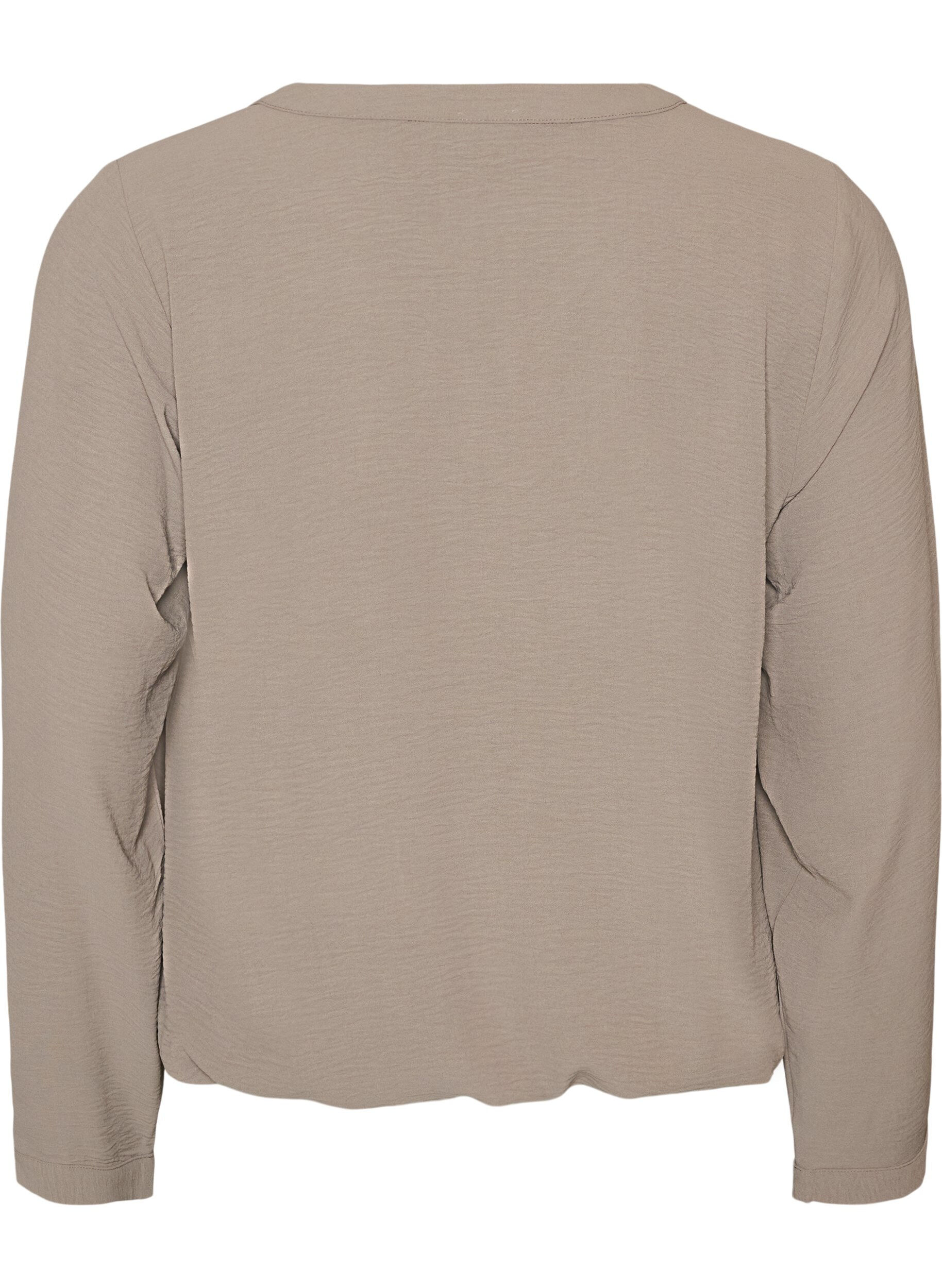 ZizziBluse med ballongsilhuett og V-hals, Beige, Packshot image number 1