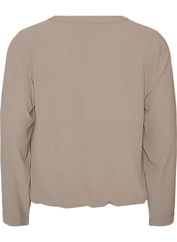 Bluse med ballongsilhuett og V-hals, Beige, Packshot image number 1