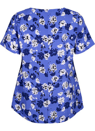 FLASH - Bluse med korte ermer og trykk, Amparo Blue Flower, Packshot image number 1