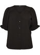 Skjortebluse med 1/2 ermer, Svart, Packshot image number 0