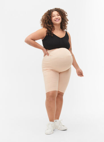 Tettsittende gravidshorts i bomull, Frappé, Model image number 3