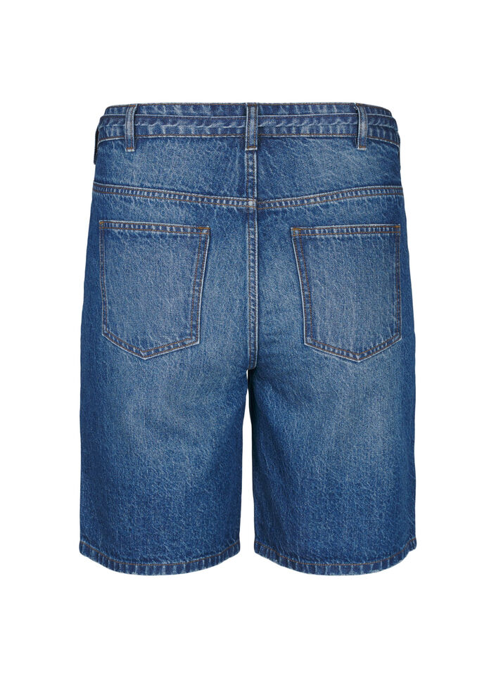 Slim fit denimshorts med knytebelte, Bl&aring;, Packshot image number 1