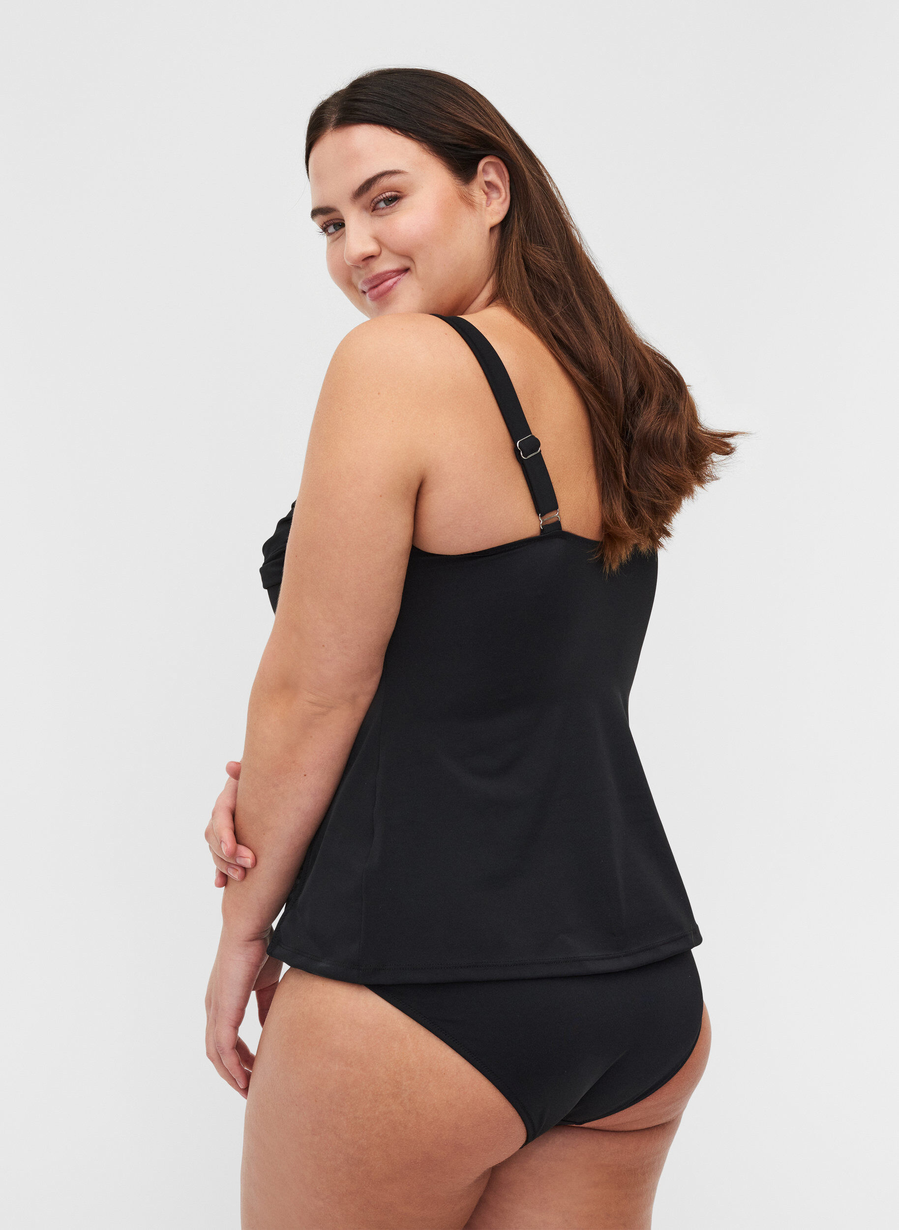 Zizzi Tankini med draperinger, Svart, Model image number 2