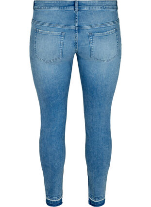 Slim fit Emily jeans med normal høyde på livet, Blue denim, Packshot image number 1