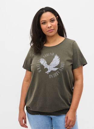 T-skjorte i økologisk bomull med smock, Ivy Acid Eagle AS S, Model image number 0