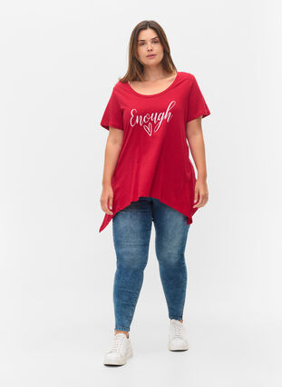 T-skjorte i bomull med A-form, Tango Red ENOUGH, Model image number 2