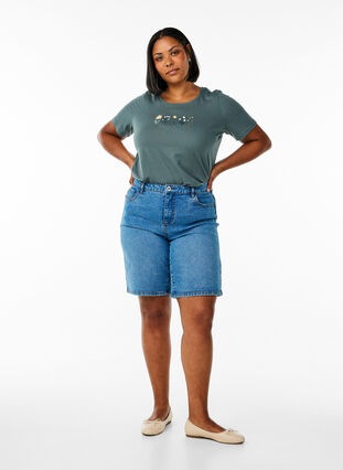 Zizzi FLASH - T-skjorte med motiv, Balsam G Multi Flow, Model image number 2
