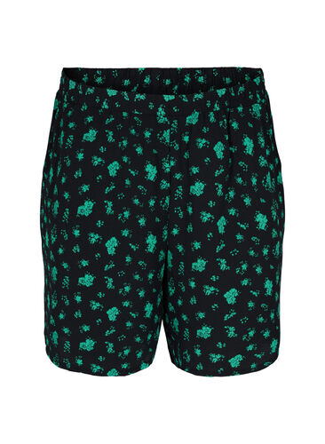 Mønstrete shorts med lommer, Green Flower AOP, Packshot image number 0