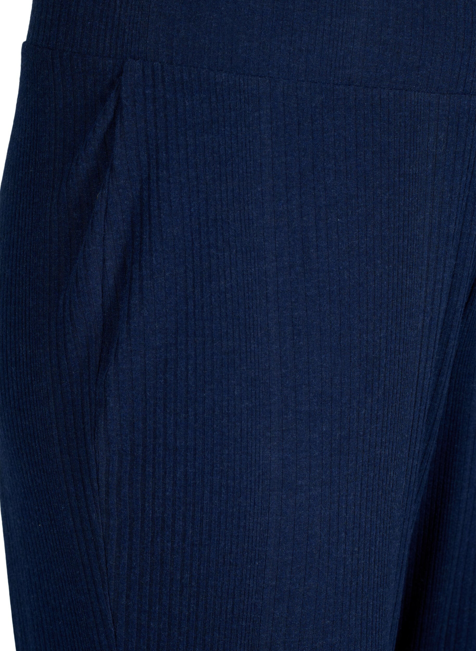 Zizzi Komfortabel bukse med stripete tekstur, Night Sky Mel., Packshot image number 2