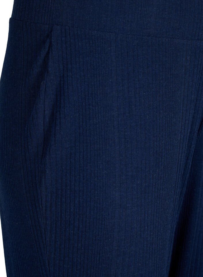 Komfortabel bukse med stripete tekstur, Night Sky Mel., Packshot image number 2