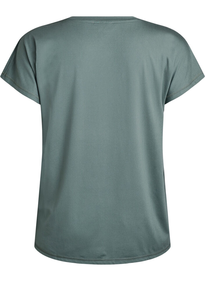 L&oslash;stsittende trenings-t-skjorte med V-hals, Gr&oslash;nn, Packshot image number 1