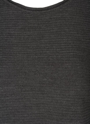 Strikkegenser i ribb med rund hals, Dark Grey Melange, Packshot image number 2