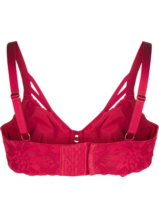 Zizzi Full deknings blonde-BH med snordetaljer, Rhythmic Red, Packshot image number 1