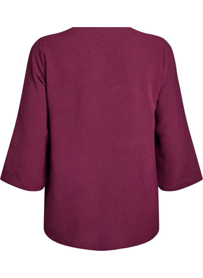 Bluse med 3/4 ermer, M&oslash;rk Bordeaux, Packshot image number 1
