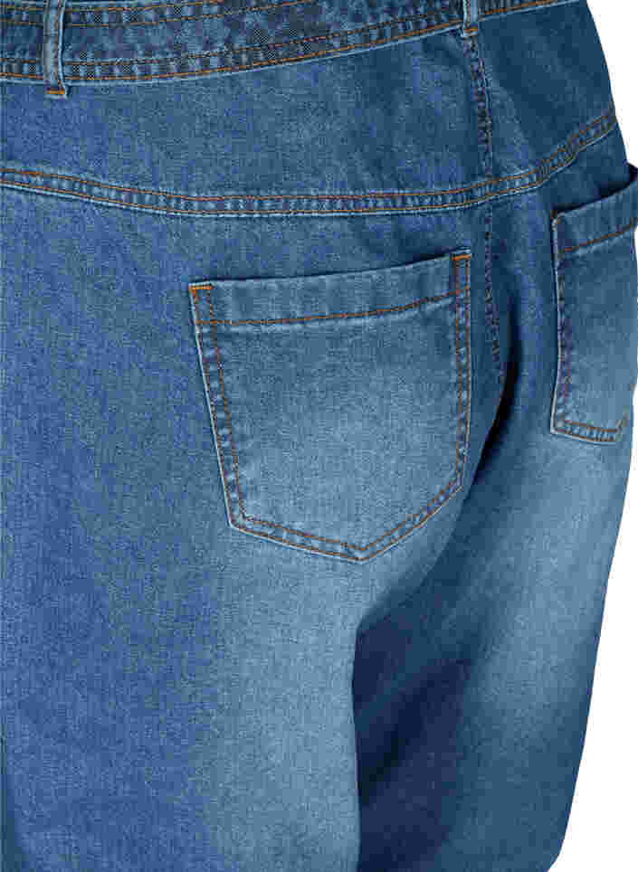 Jeans med høyt liv og belte, Blue denim, Packshot image number 3